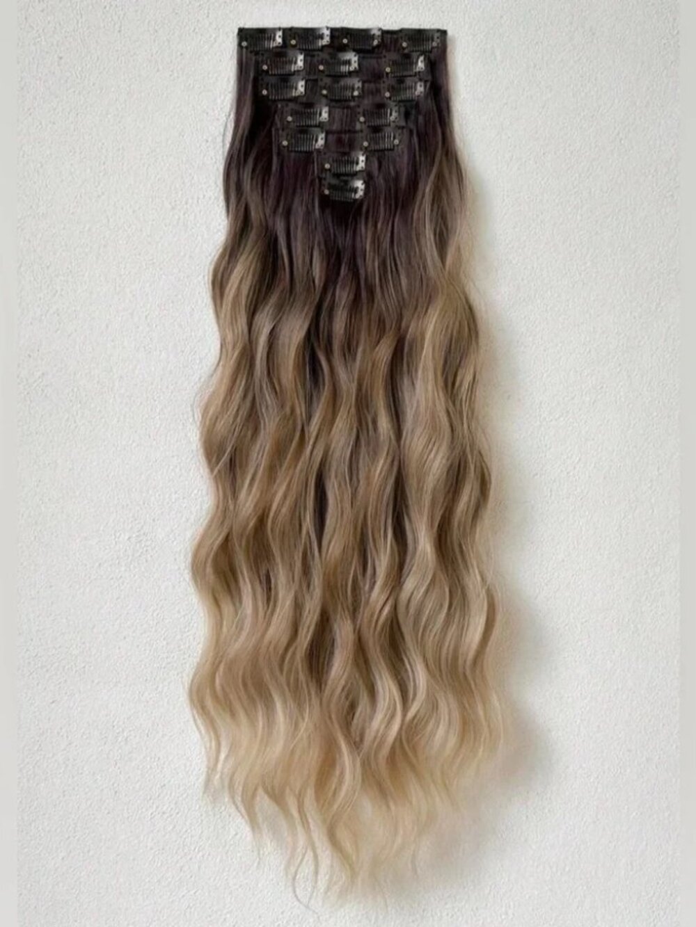 22 In Ashy light Brown Balayage Clip in hair Extensions - Human hair blend - Picture 2 of 7